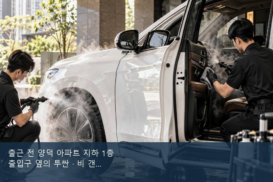 출근 전 양덕 아파트 지하 1층 출입구 옆의 투싼 · 비 갠 뒤의 작업